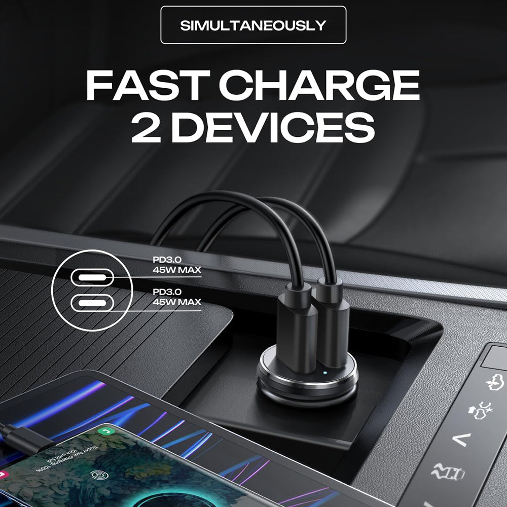 Autonabíjačka Lisen, 45W, 3A, 2 x USB-C, Čierna YL0223080007