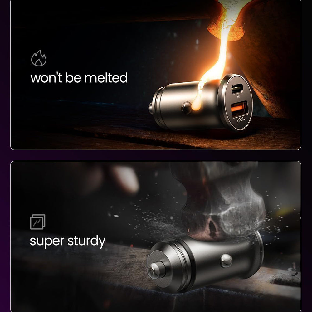 Autonabíjačka Lisen, 51W, 3A, 1 x USB-A - 1 x USB-C, Sada 2 kusy, Čierna YL0223080037