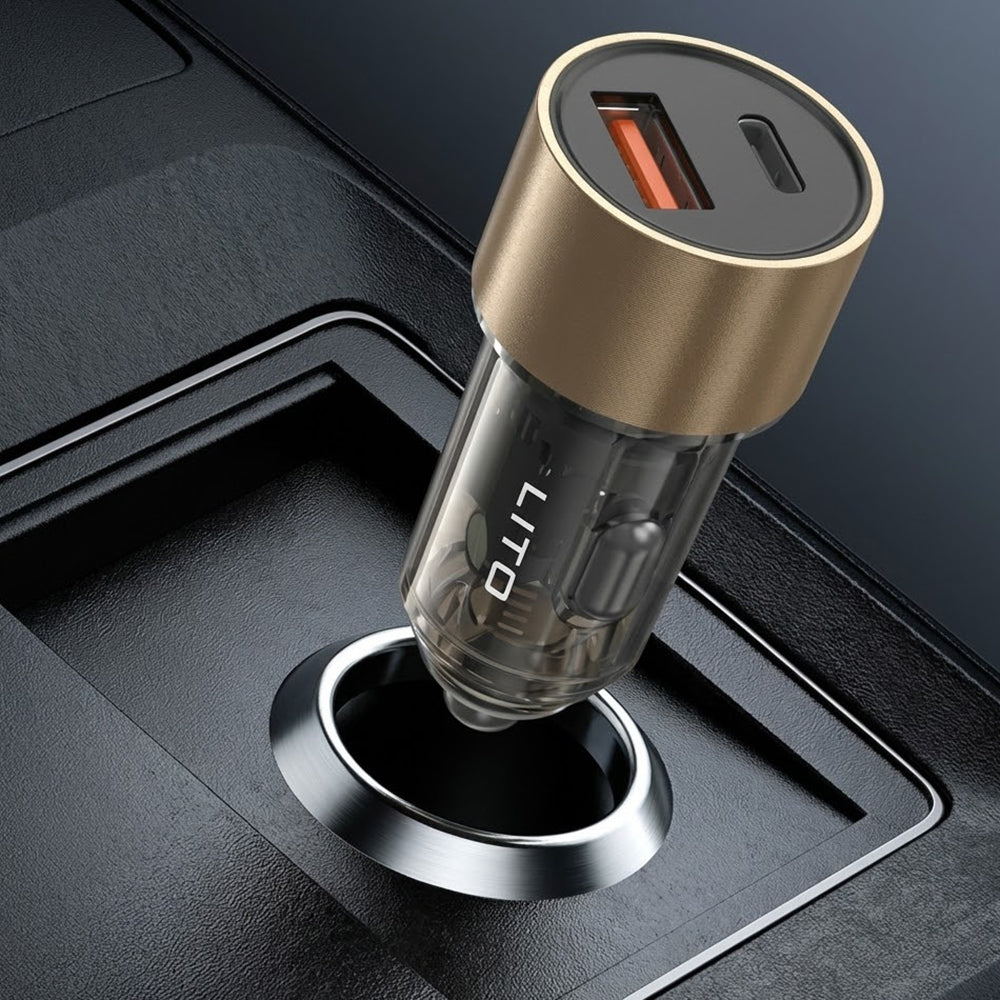Auto nabíjačka Lito IN-C04, 52W, 3A, 1 x USB-A - 1 x USB-C, Čierna