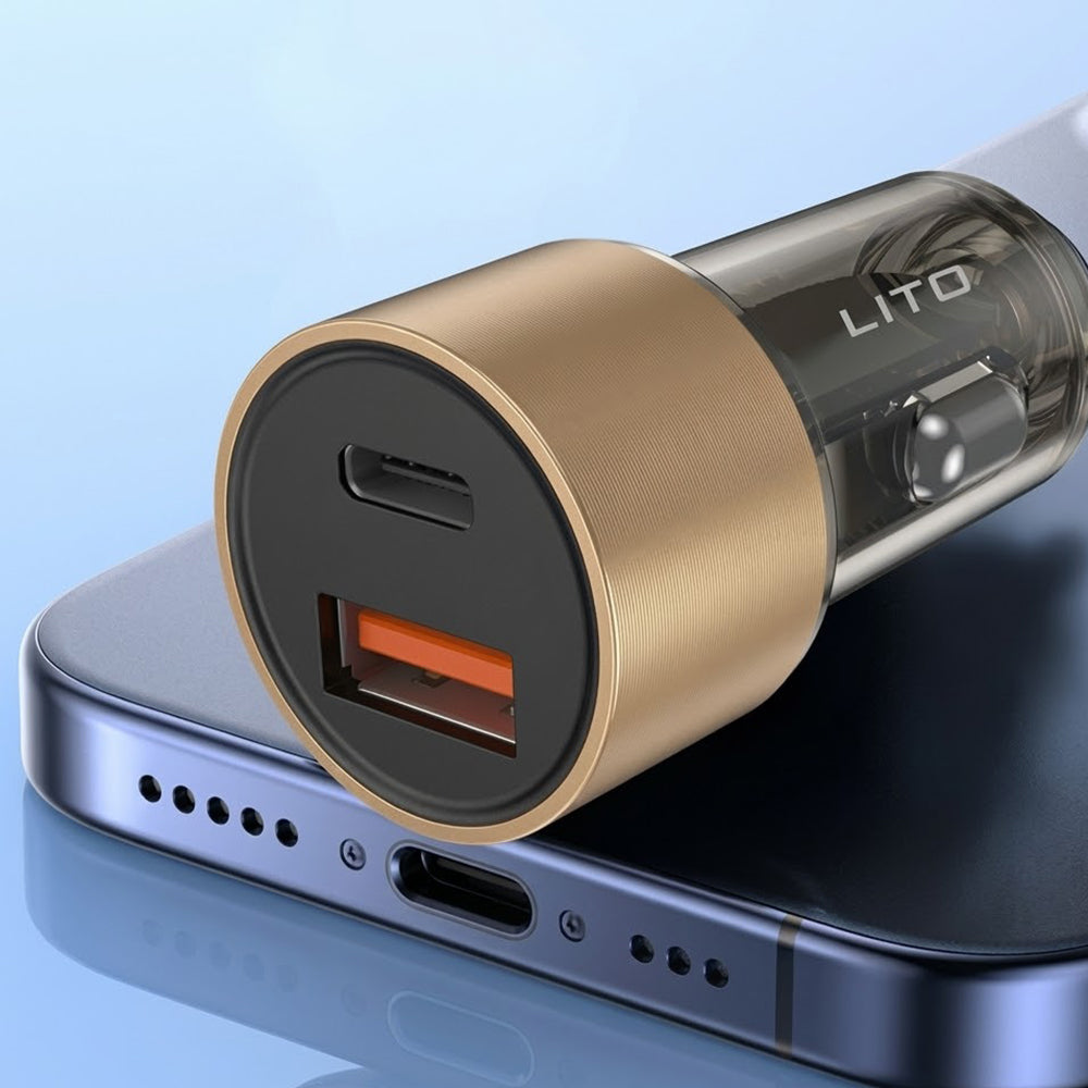 Auto nabíjačka Lito IN-C04, 52W, 3A, 1 x USB-A - 1 x USB-C, Čierna