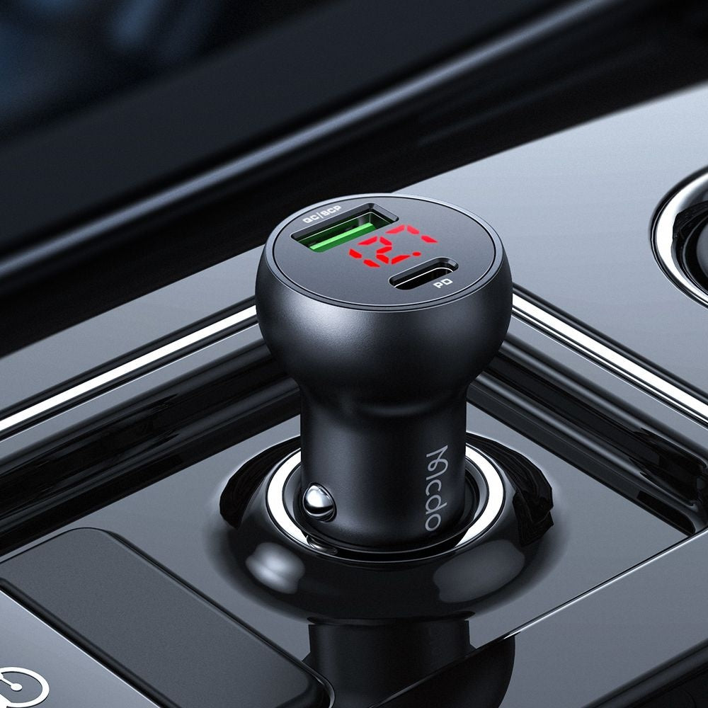 Auto nabíjačka McDodo CC-7030 Display, 45W, 5A, 1 x USB-A - 1 x USB-C, Čierna