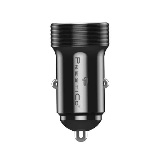 Auto nabíjačka Prestico K2A, 20W, 3A, 1 x USB-A - 1 x USB-C, Čierna