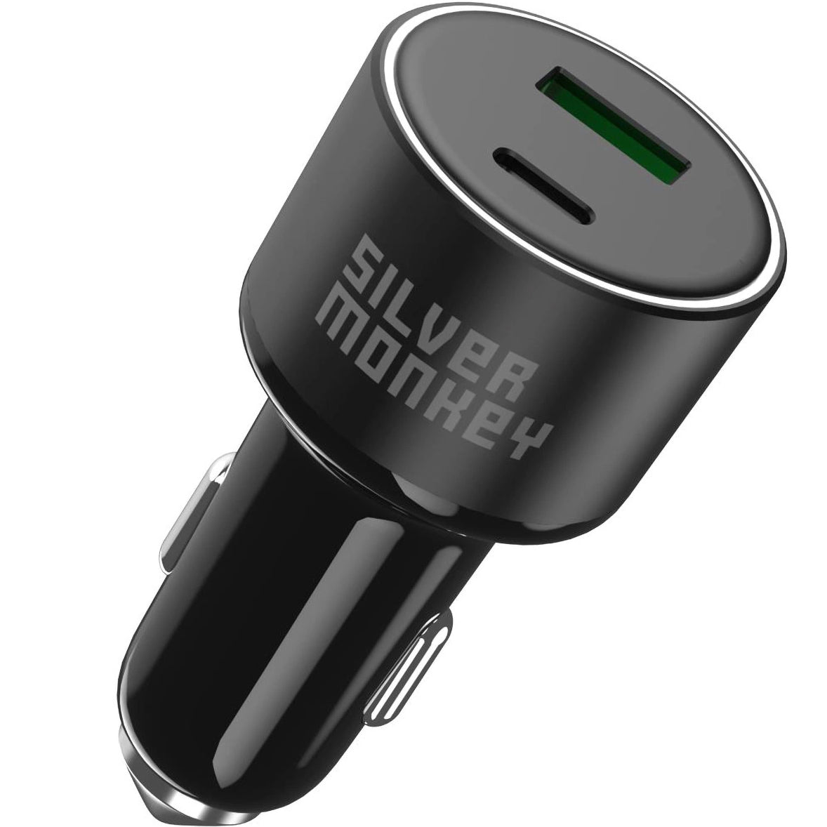 Nabíjačka do auta Silver Monkey SMA014, 100W, 3A, 1 x USB-A - 1 x USB-C, čierna