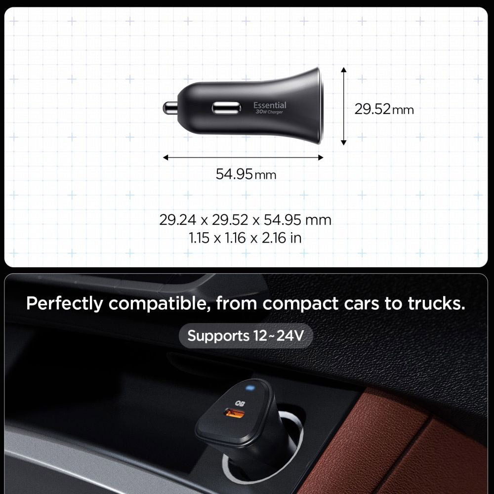 Auto nabíjačka Spigen EV301 Essential, 30W, 3A, 1 x USB-C, Čierna ACP08699