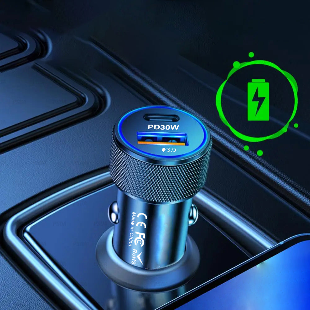 Autonabíjačka Techsuit C2 VoltDuo, 30W, 3A, 1 x USB-A - 1 x USB-C, Čierna