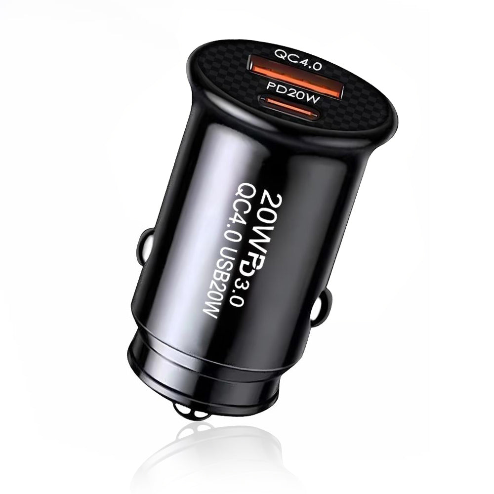 Auto nabíjačka Techsuit C4 MiniFuseX, 20W, 3A, 1 x USB-A - 1 x USB-C, Čierna