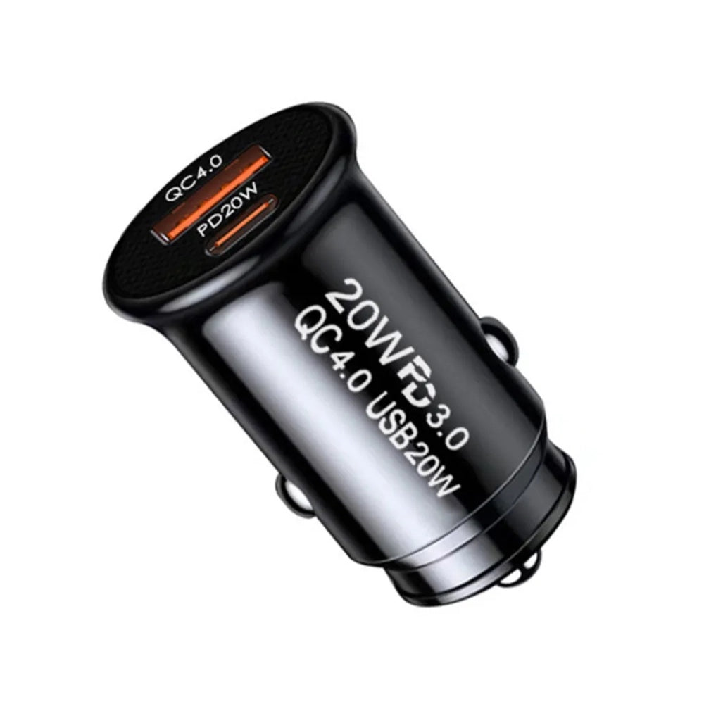 Auto nabíjačka Techsuit C4 MiniFuseX, 20W, 3A, 1 x USB-A - 1 x USB-C, Čierna