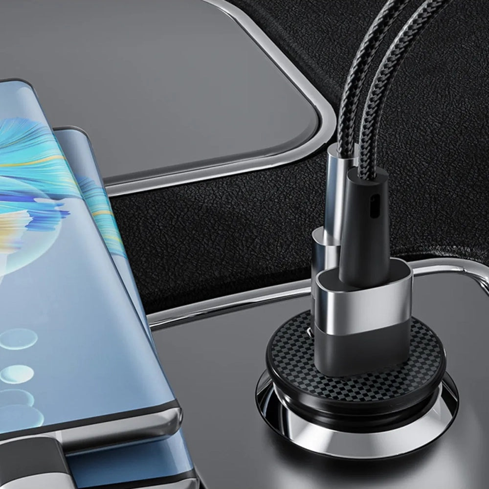 Auto nabíjačka Techsuit C4 MiniFuseX, 20W, 3A, 1 x USB-A - 1 x USB-C, Čierna