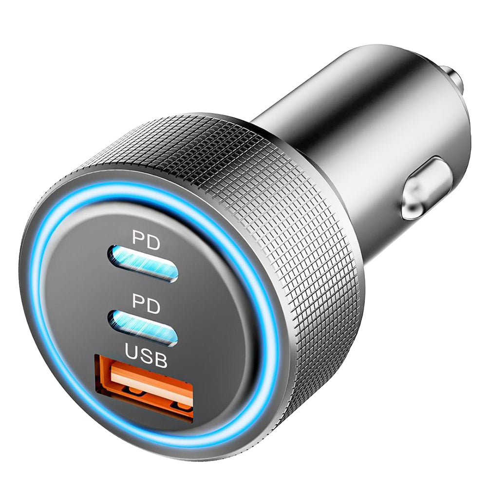 Auto nabíjačka Techsuit C6 DriveBoost, 60W, 3A, 1 x USB-A - 2 x USB-C, Strieborná