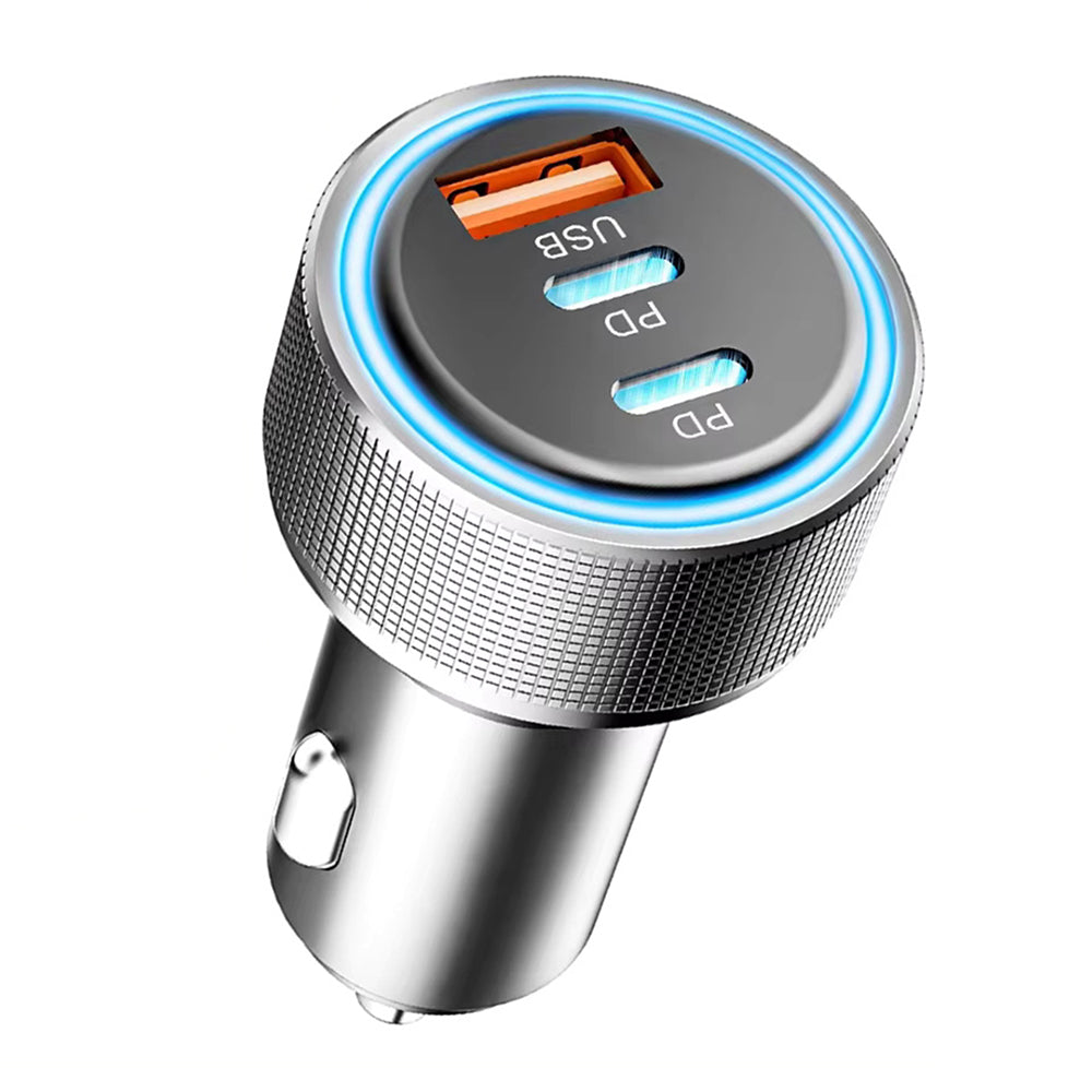 Auto nabíjačka Techsuit C6 DriveBoost, 60W, 3A, 1 x USB-A - 2 x USB-C, Strieborná