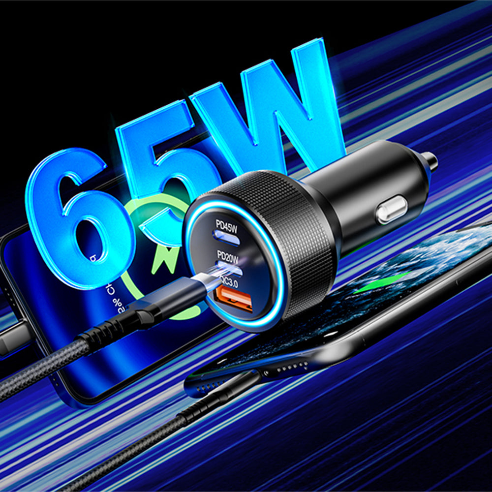 Auto nabíjačka Techsuit C6 DriveBoost, 60W, 3A, 1 x USB-A - 2 x USB-C, Strieborná