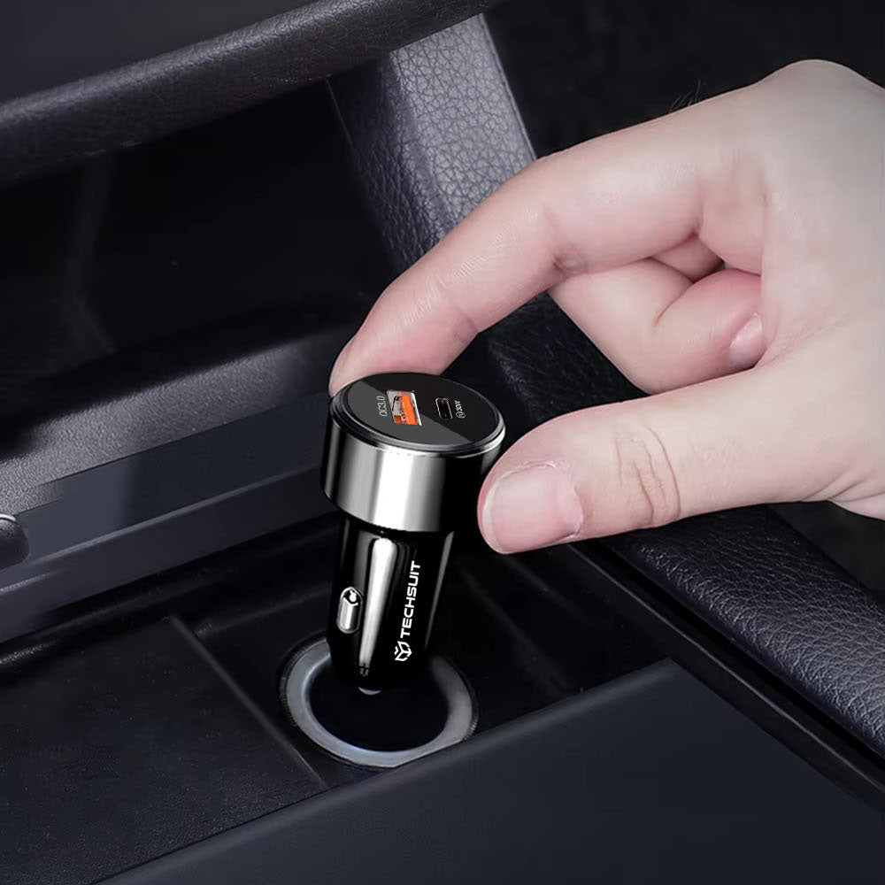 Auto nabíjačka Techsuit TE-P31 Premium, 48W, 3A, 1 x USB-A - 1 x USB-C, Čierna
