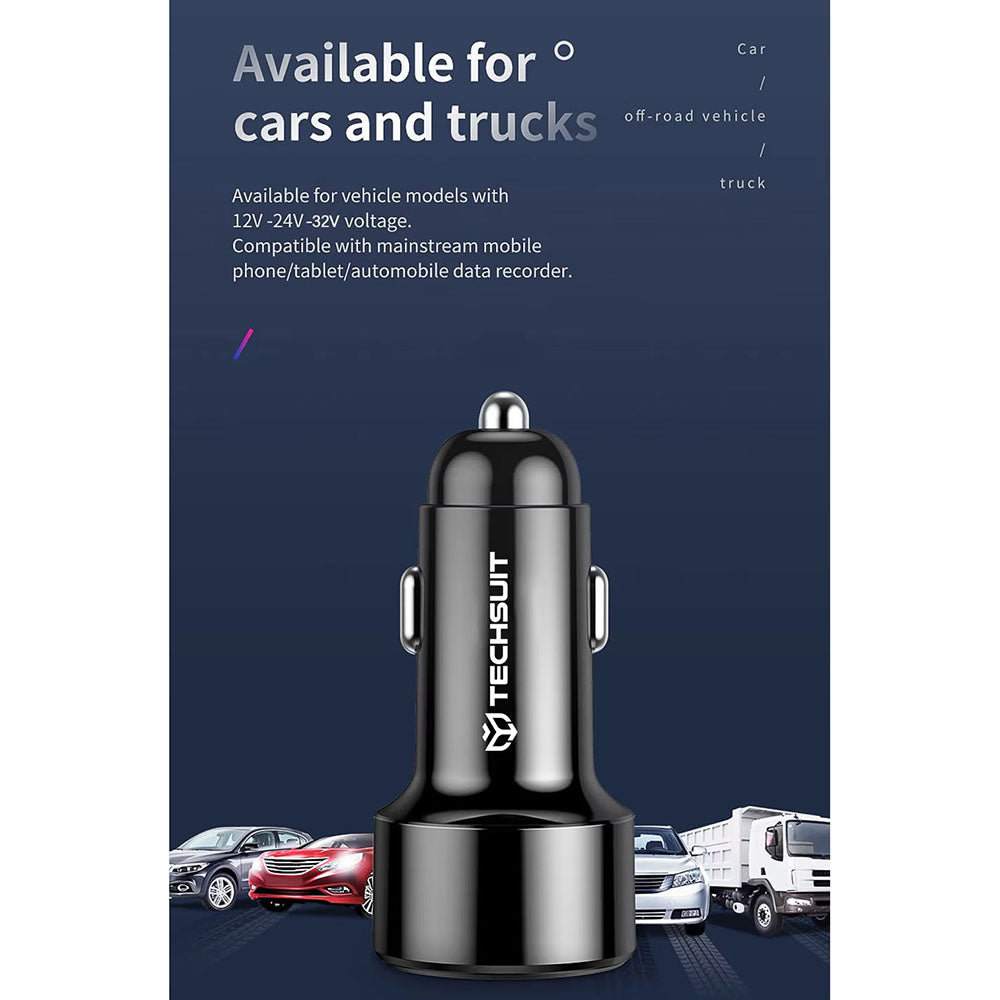 Auto nabíjačka Techsuit TE-P31 Premium, 48W, 3A, 1 x USB-A - 1 x USB-C, Čierna