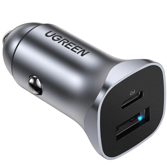 Nabíjačka do auta UGREEN CD130, 30 W, 3A, 1 x USB-A - 1 x USB-C, sivá