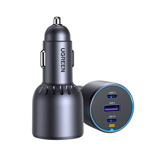 Nabíjačka do auta UGREEN EC703, 75 W, 3,25 A, 1 x USB-A - 2 x USB-C, čierna