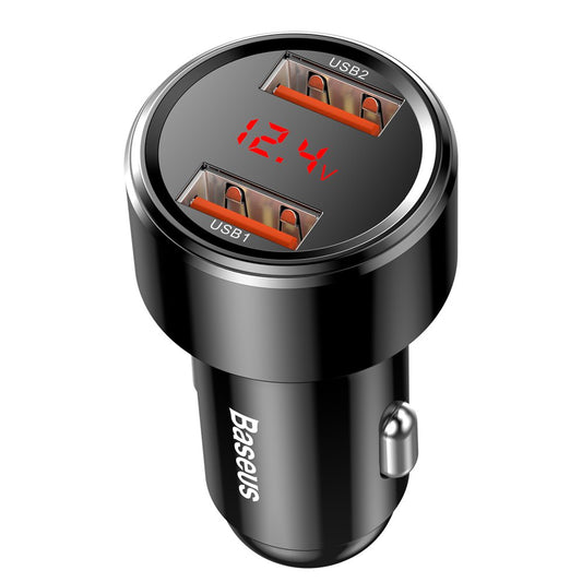 Nabíjačka do auta Baseus Magic Display Series, 45 W, 6A, 2 x USB-A, čierna CCMLC20A-01