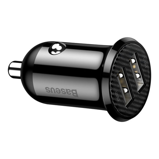 Nabíjačka do auta Baseus Grain Pro, 24 W, 2,4 A, 2 x USB-A, čierna CCALLP-01
