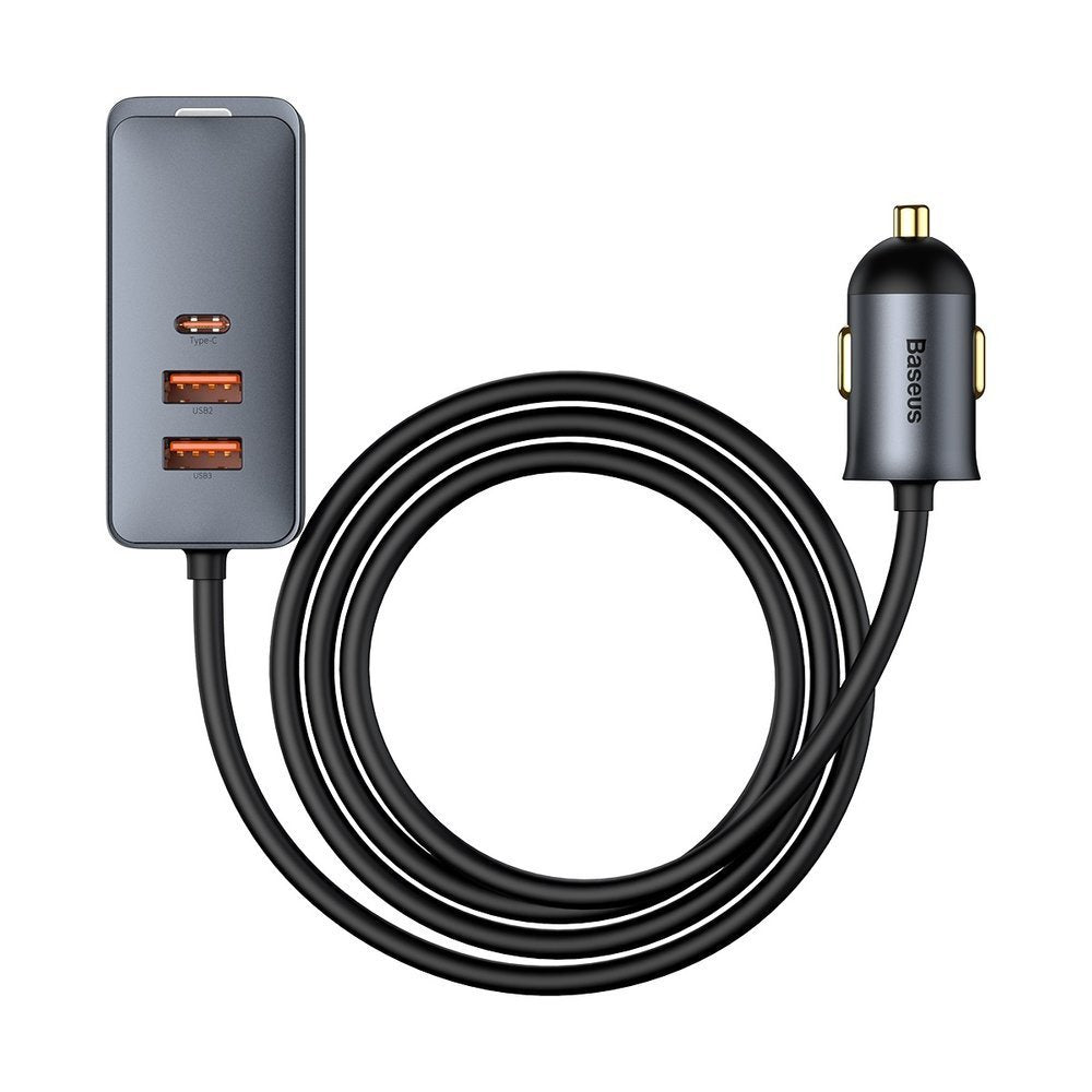 Auto nabíjačka Baseus Share Together, 120W, 3A, 3 x USB-A - 1 x USB-C, sivá CCBT-B0G