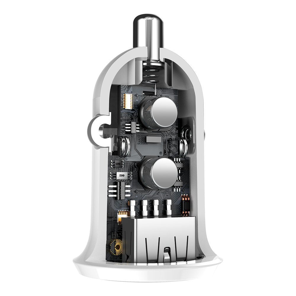 Nabíjačka do auta Baseus Grain Pro, 24 W, 2,4 A, 2 x USB-A, biela CCALLP-02