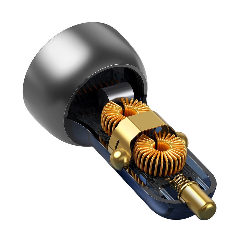 Auto nabíjačka Baseus, 65W, 5A, 1 x USB-A - 1 x USB-C, Sivá CCKX-C0A