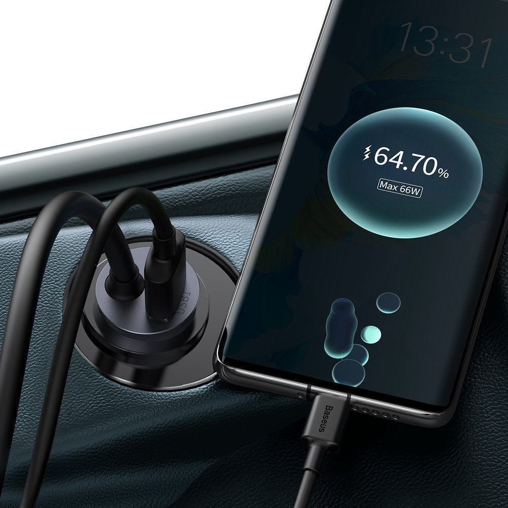 Auto nabíjačka Baseus Share Together, 120W, 3A, 3 x USB-A - 1 x USB-C, sivá CCBT-B0G