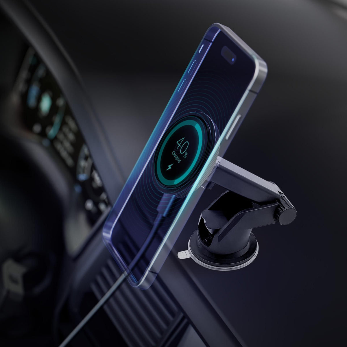 Bezdrôtová autonabíjačka 3MK MagCharger, 15W, 1.67A, Čierna