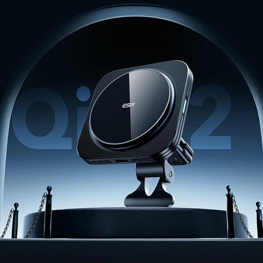 Bezdrôtová autonabíjačka ESR HaloLock Vent, 15W, 1.67A, čierna