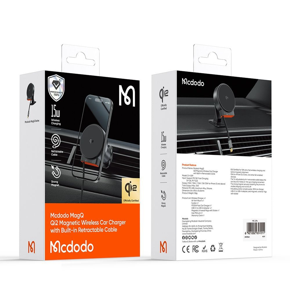 Bezdrôtová autonabíjačka McDodo CH-0090, 15W, 1.67A, Čierna