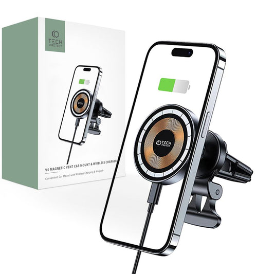Bezdrôtová nabíjačka do auta Tech-Protect V5, 15 W, 1,67 A, čierna