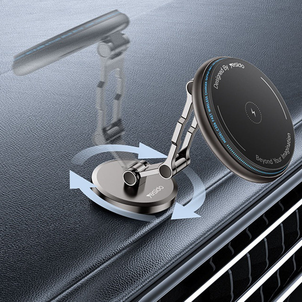 Bezdrôtová autonabíjačka Yesido C306, 15W, 1.67A, Čierna