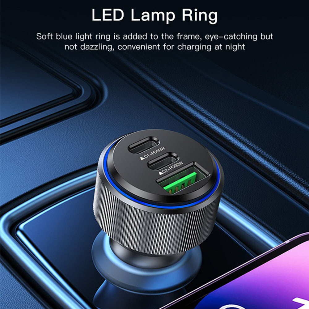 Auto nabíjačka Yesido Y50, 60W, 3A, 1 x USB-A - 2 x USB-C, Čierna