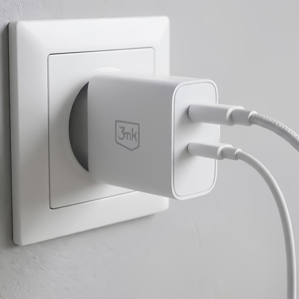 Sieťová nabíjačka 3MK FlowPower, 45W, 1 x USB-A - 1 x USB-C, biela