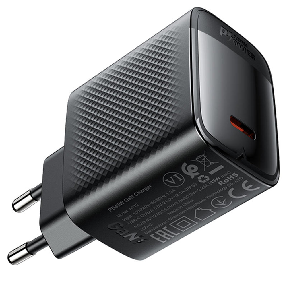 Sieťová nabíjačka Acefast A112, 45W, 3A, 1 x USB-C, Čierna