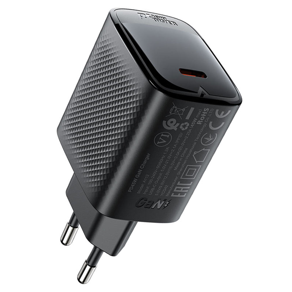 Sieťová nabíjačka Acefast A112, 45W, 3A, 1 x USB-C, Čierna