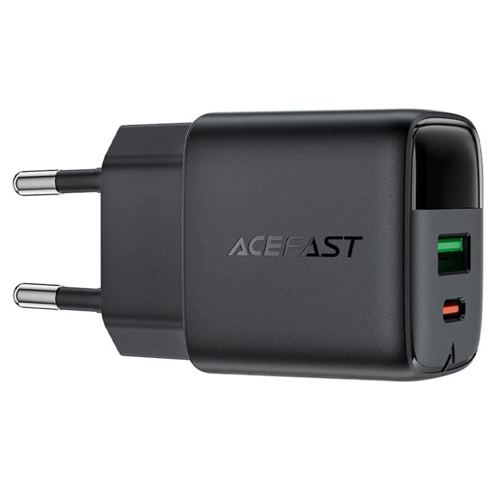 Sieťová nabíjačka Acefast A114 Display, 25W, 3A, 1 x USB-A - 1 x USB-C, čierna