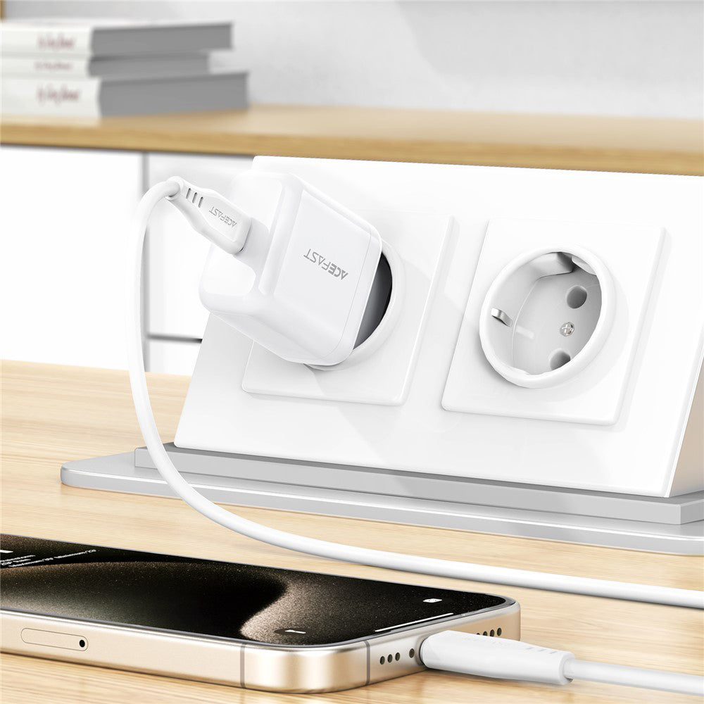 Sieťová nabíjačka Acefast A130, 20W, 3A, 1 x USB-C, Biela