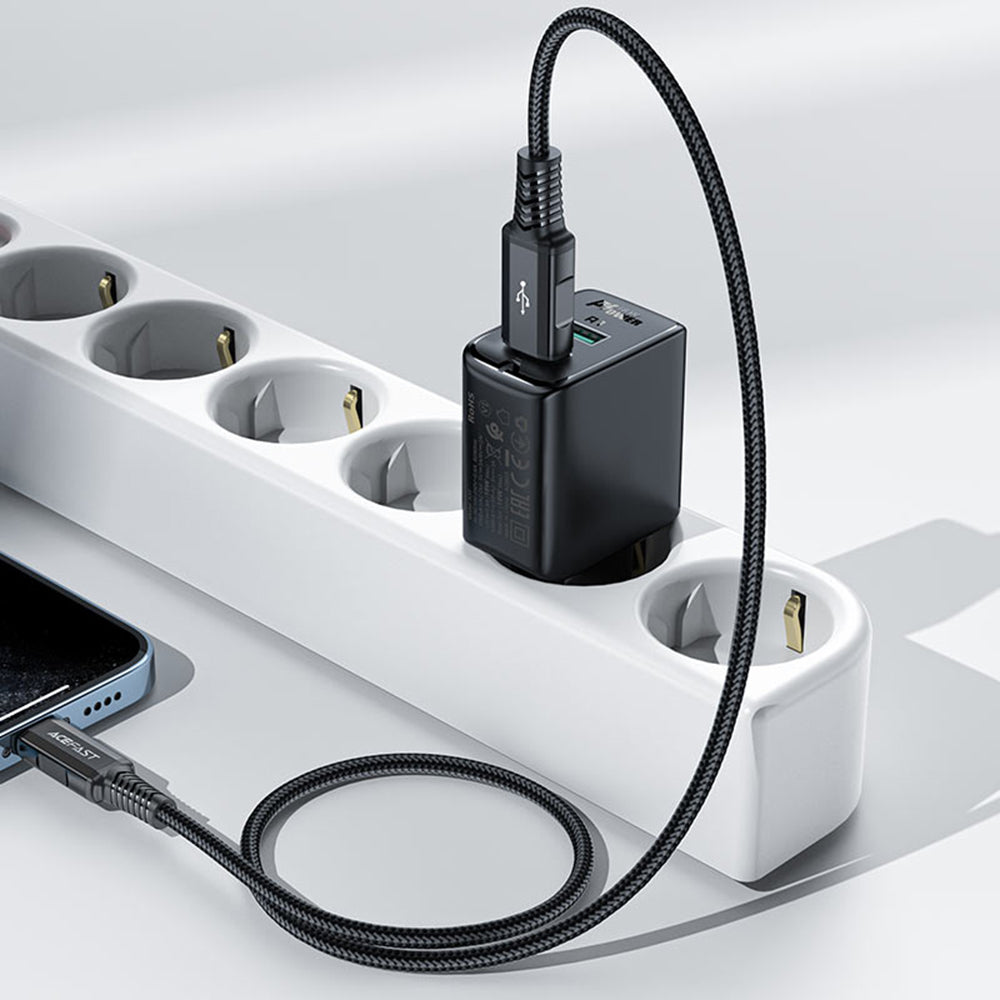 Sieťová nabíjačka Acefast A33, 18W, 3A, 2 x USB-A, Čierna