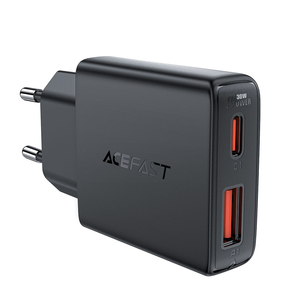 Sieťová nabíjačka Acefast A69, 30W, 3A, 1 x USB-A - 1 x USB-C, Čierna