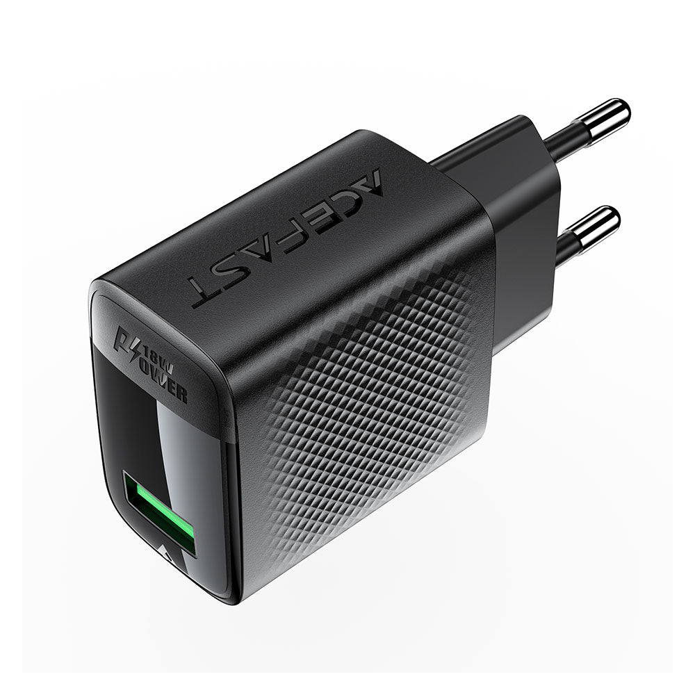 Sieťová nabíjačka Acefast A90, 18W, 3A, 1 x USB-A, Čierna