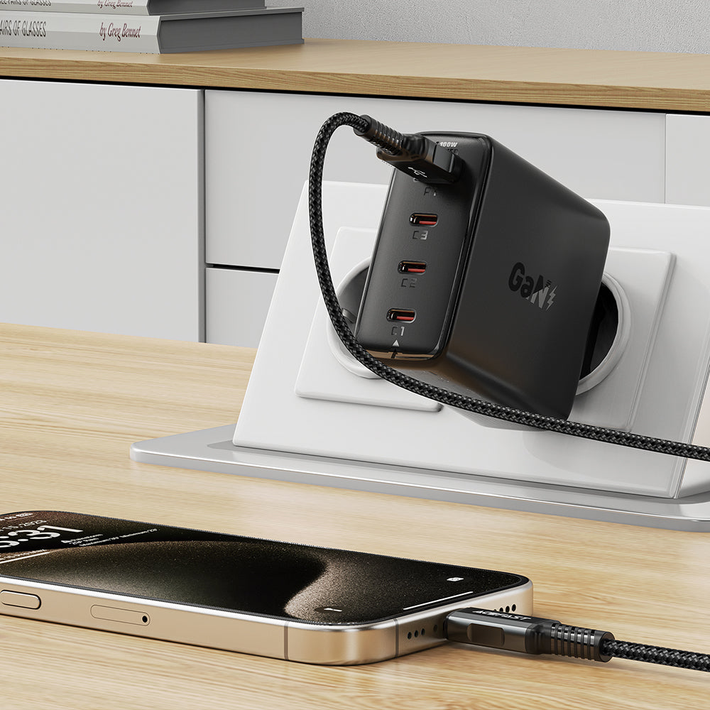 Sieťová nabíjačka Acefast A94, 100W, 5A, 1 x USB-A - 3 x USB-C, Čierna
