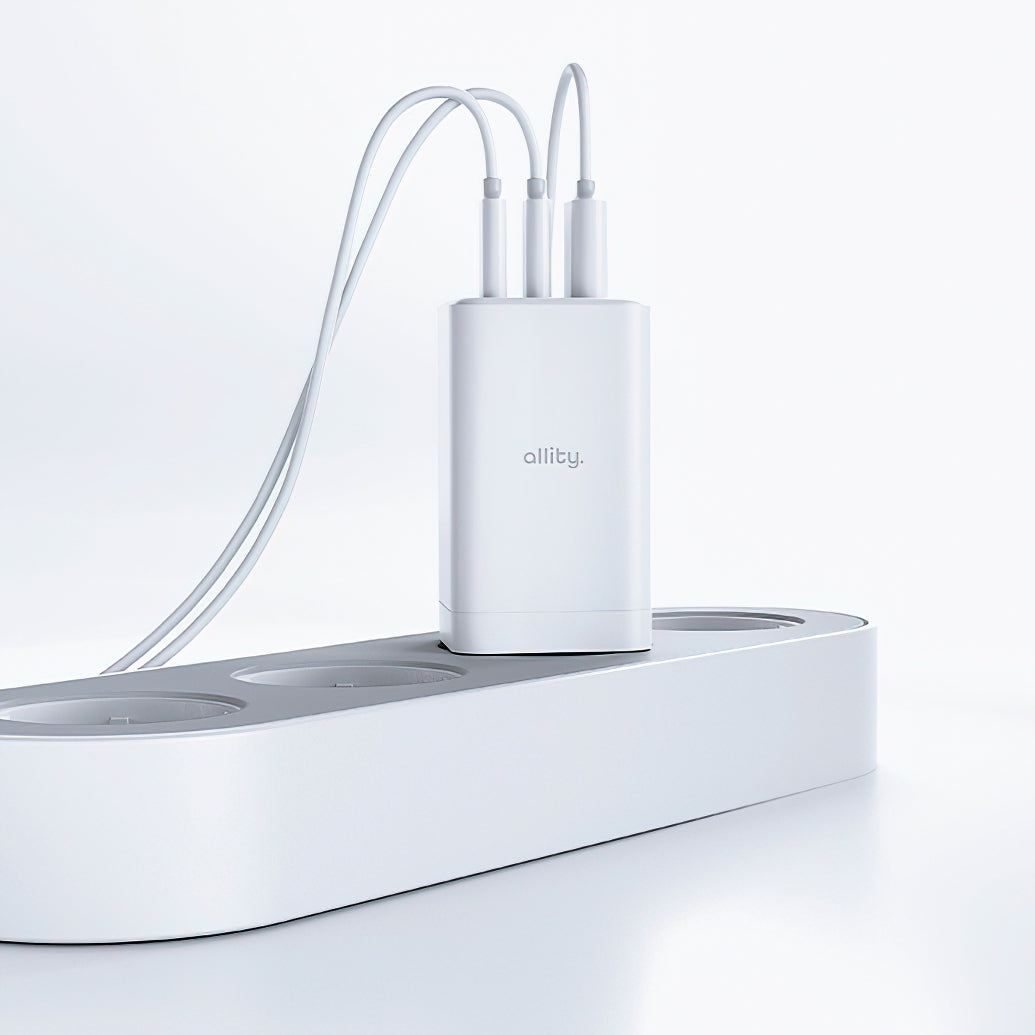 Sieťová nabíjačka Allity. ATC-01-65WACC Fast, 65W, 3.25A, 1 x USB-A - 2 x USB-C, Biela