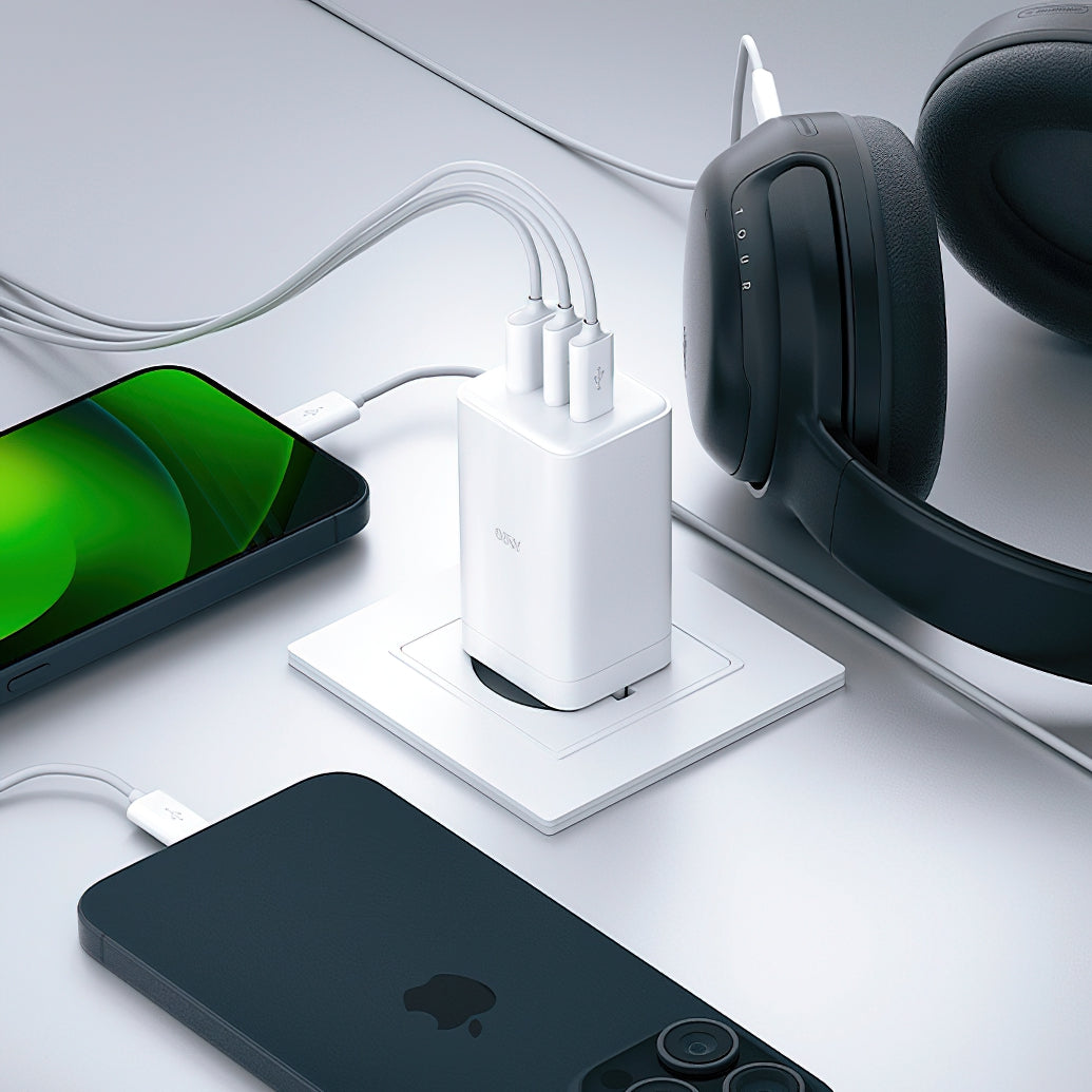 Sieťová nabíjačka Allity. ATC-01-65WACC Fast, 65W, 3.25A, 1 x USB-A - 2 x USB-C, Biela