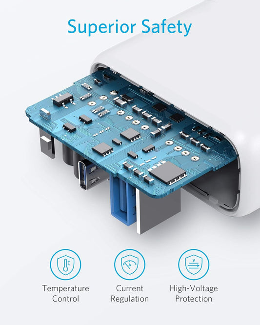 Sieťová nabíjačka Anker PowerPort PD+ 2, 35 W, 3A, 1 x USB-A - 1 x USB-C, biela A263636G21