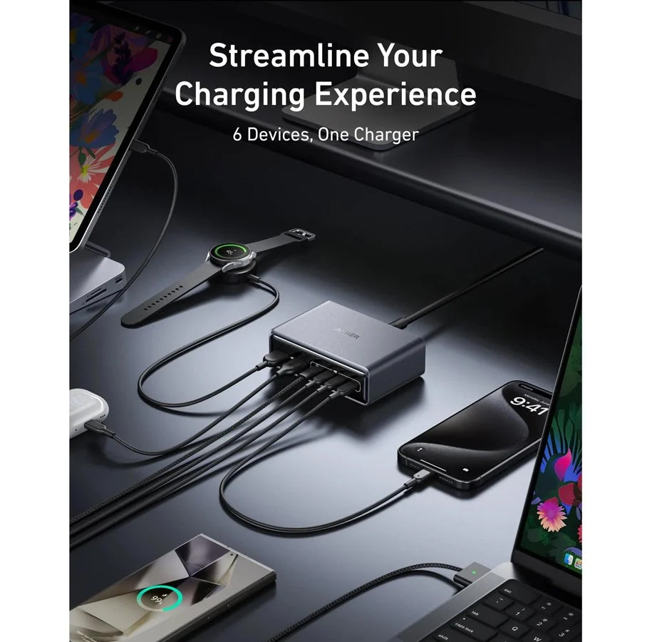 Nabíjačka Anker Prime Station, 200 W, 3A, 2 x USB-A - 4 x USB-C, čierna A2683341