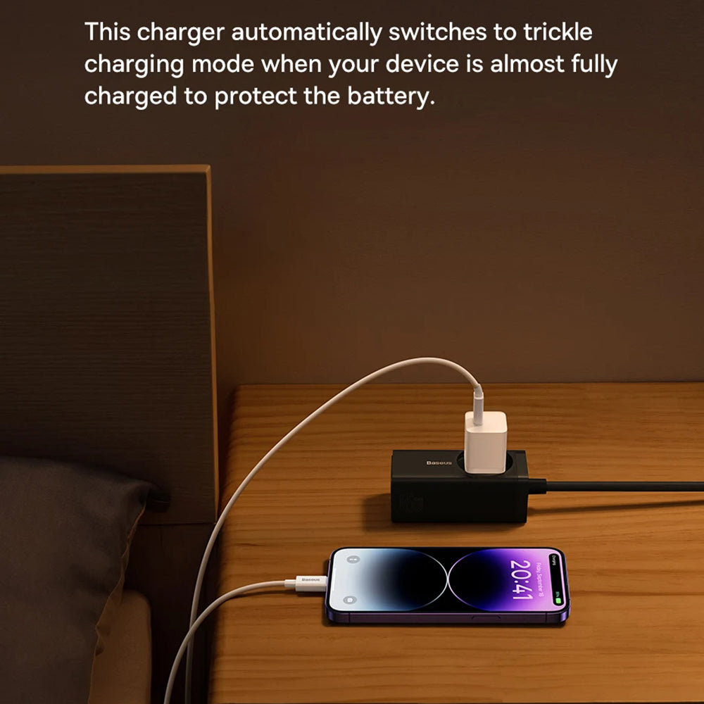Baseus GaN Mini 1C Network Charger, 30W, 3A, 1 x USB-C, Blue CCGN070603
