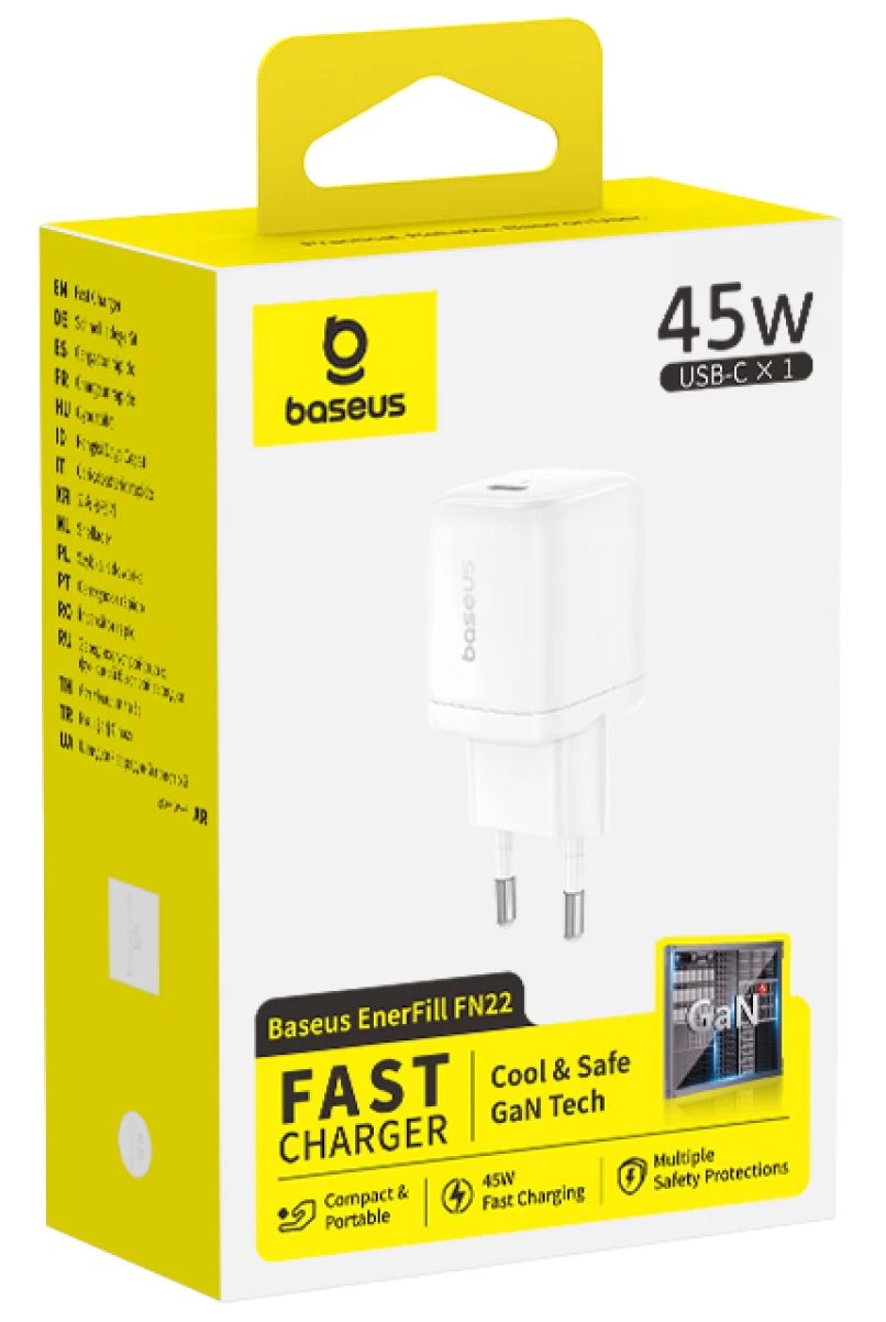 Sieťová nabíjačka Baseus EnerFill FN22, 45 W, 3 A, 1 × USB-C, biela E0123301