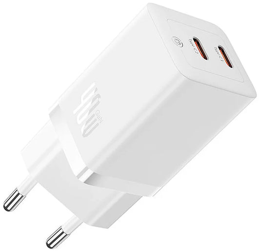 Sieťová nabíjačka Baseus GaN5 Pro, 40W, 3A, 2 x USB-C, Biela CCGP180102