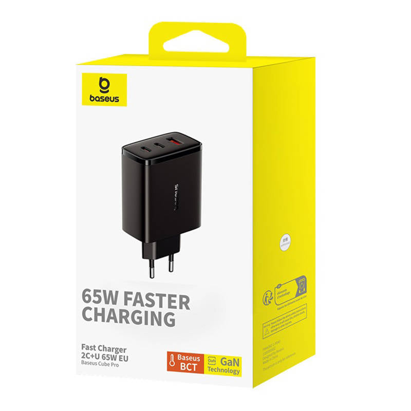 Sieťová nabíjačka Baseus Cube Pro, 65W, 3.25A, 1 x USB-A - 2 x USB-C, Čierna P10152301113-00