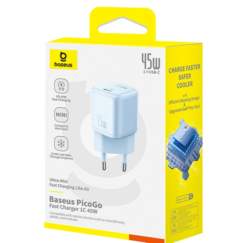 Sieťová nabíjačka Baseus PicoGo, 45W, 3A, 1 x USB-C, Modrá P10176800313-00