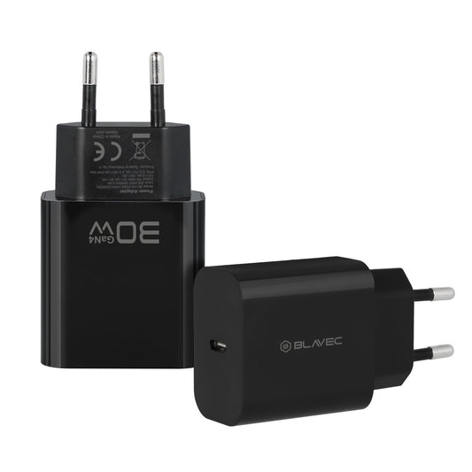 Sieťová nabíjačka Blavec BC-14, 30 W, 3 A, 1 × USB-C, čierna